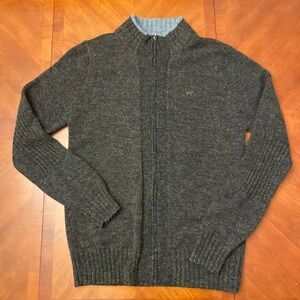 Cabin Core Hechter Men’s LARGE Sweater Wool Full Zip Grey